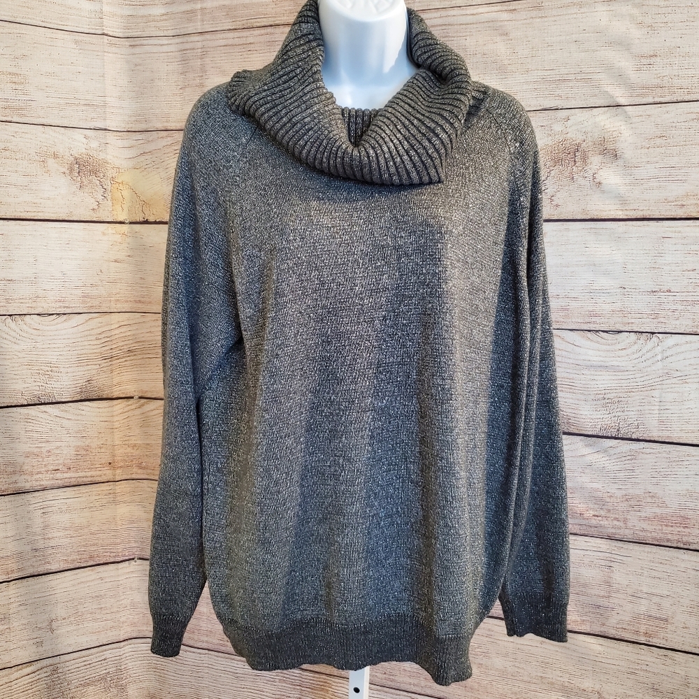 Simply Styled Metalic Cowl Neck Sweater